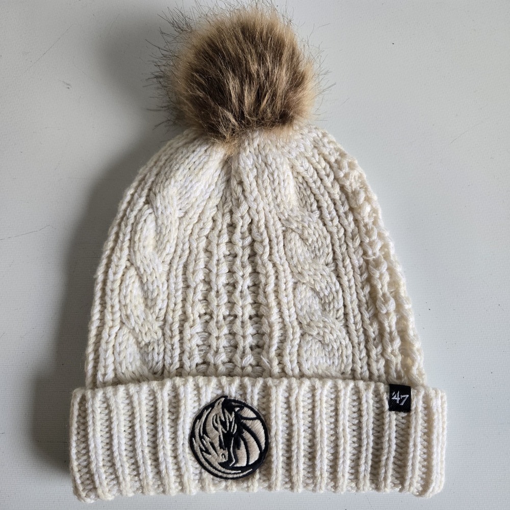 Dallas Mavericks '47 Meeko Cuffed Cable Knit Hat with‎ Pom Women's Cream